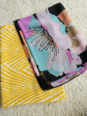 Haute Hijab Chiffon Rectangle Hijab Bundle | Floral + Yellow | Gently Used